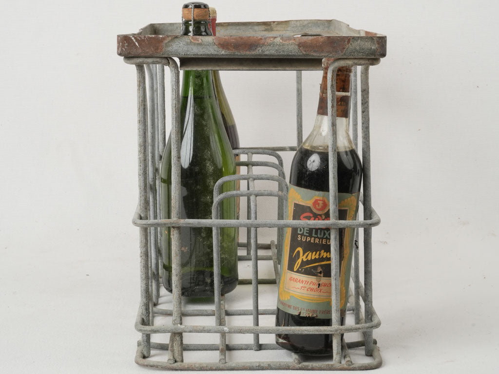 Rustic 1950s French Bottle Rack 