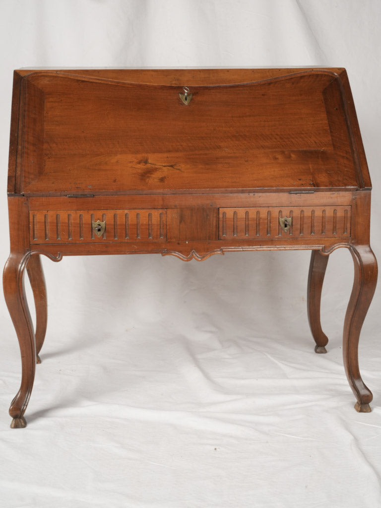 Graceful curved-legged walnut desk