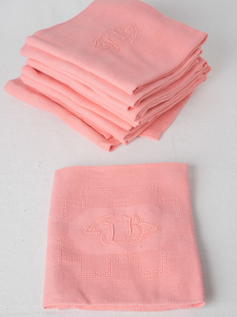 12 vintage French Linen Napkins coral pink - GB – Chez Pluie