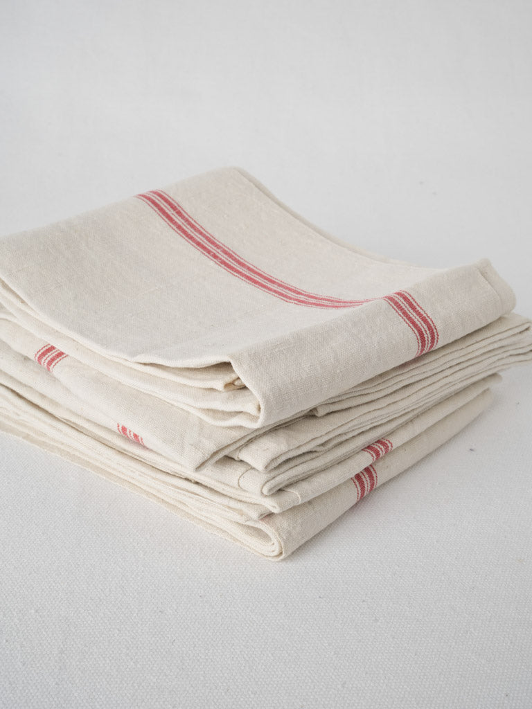 Red-striped, handwoven French serviettes