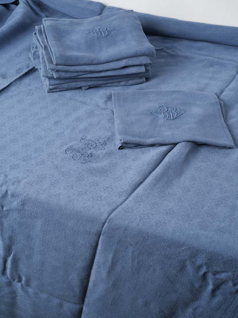 Vintage French Navy Linen Serviettes