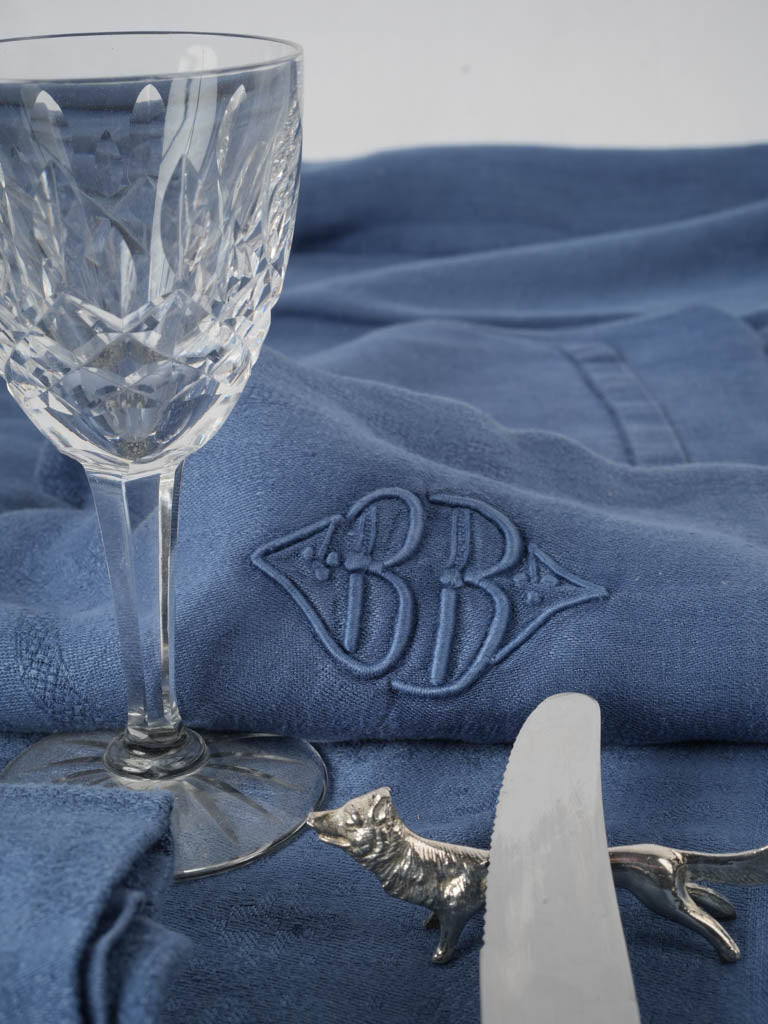 Antique Monogrammed Blue Napkins