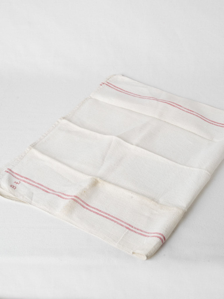 Aged striped linen dish rag