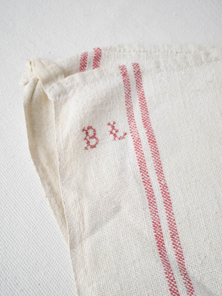 Monogrammed rustic linen hand towel