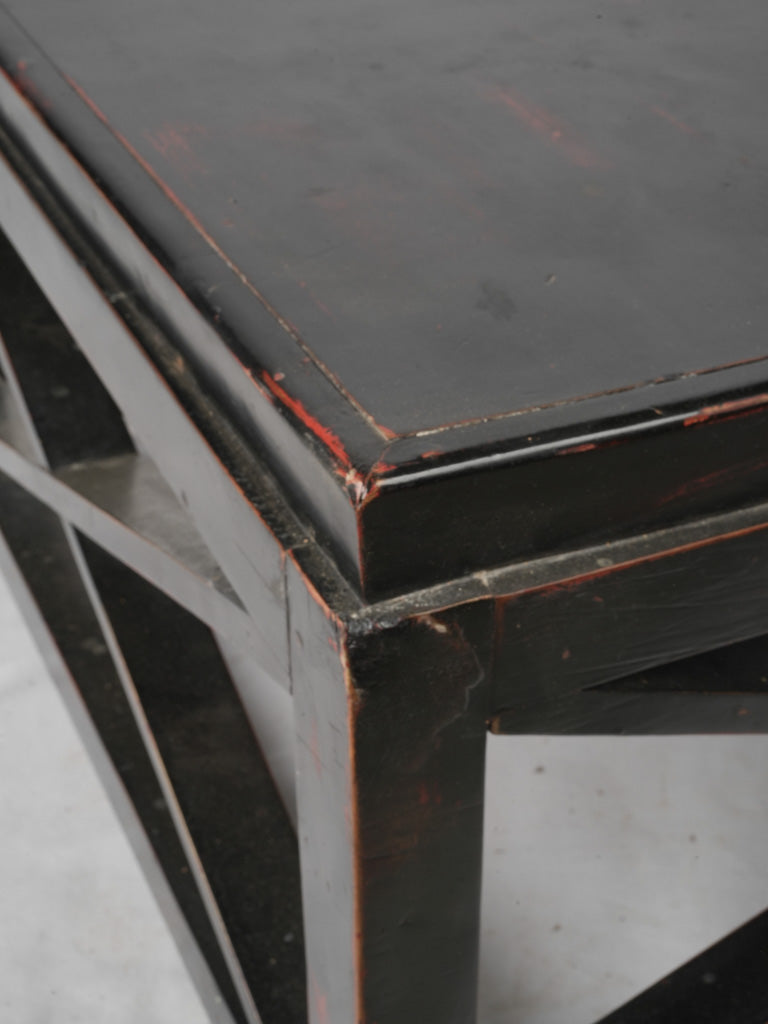 Beautiful Blackened Wood Vintage Coffee Table