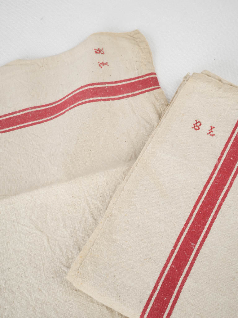 Vintage, Classic, Red Striped, Faded, French Kitchen Towels