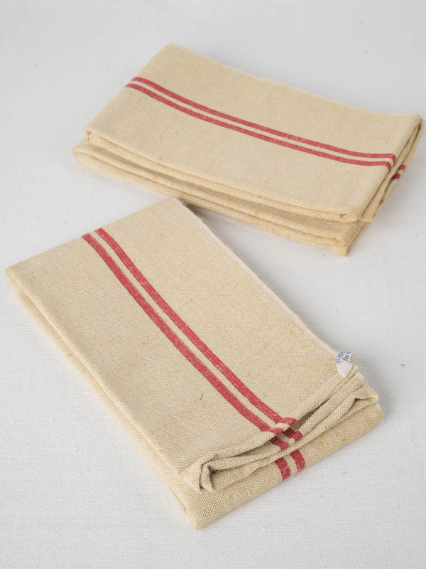 Vintage French striped linen kitchen towels