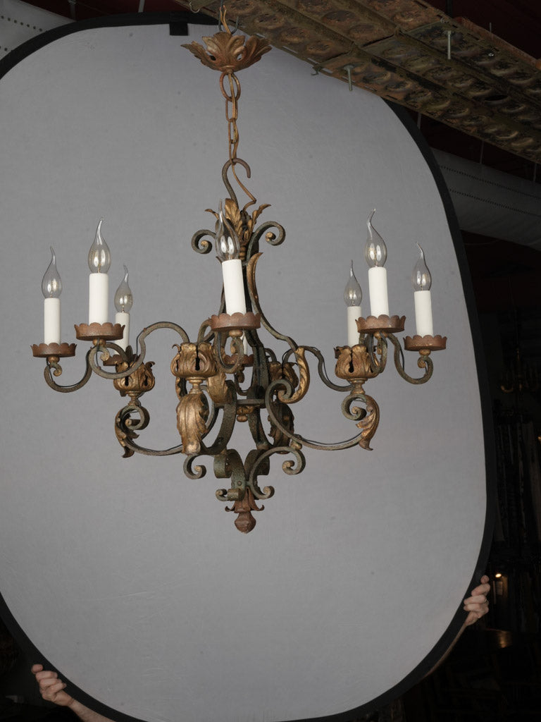 Refined Baroque inspired iron chandelier