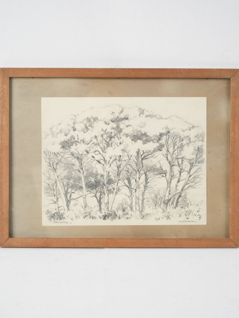 Vintage graphite drawing, Lourmarin scene