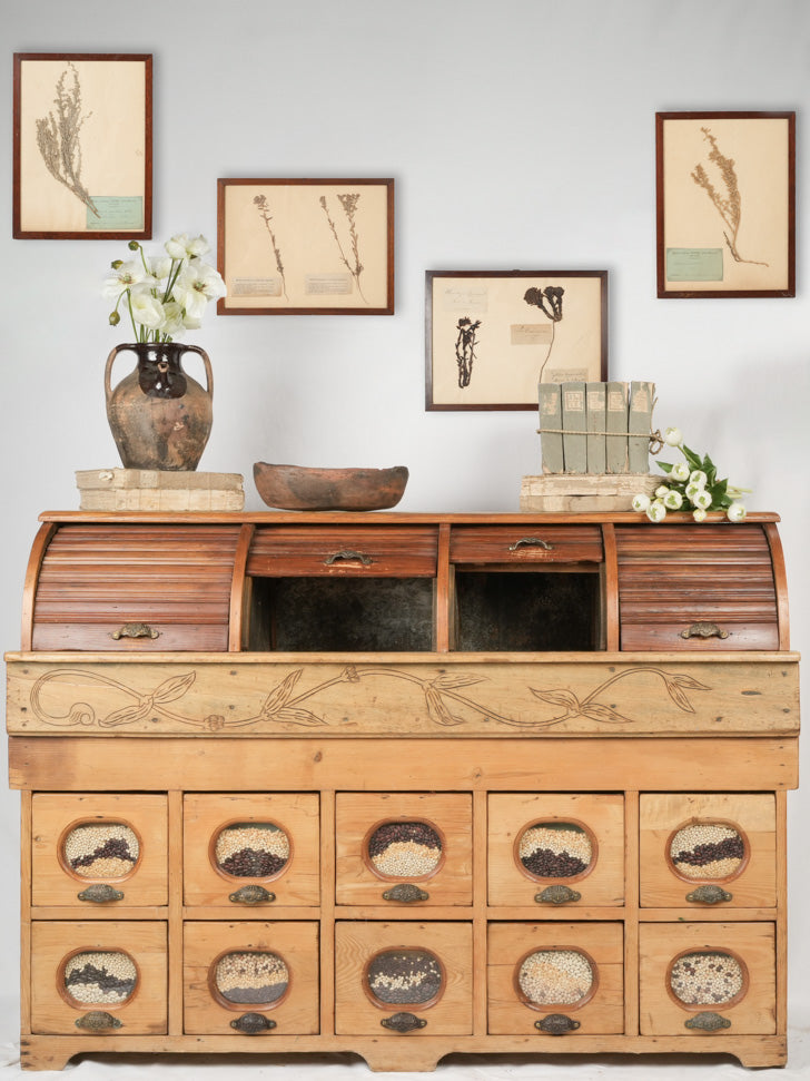 Beautifully Carved French Pulses and Grains Display Cabinet