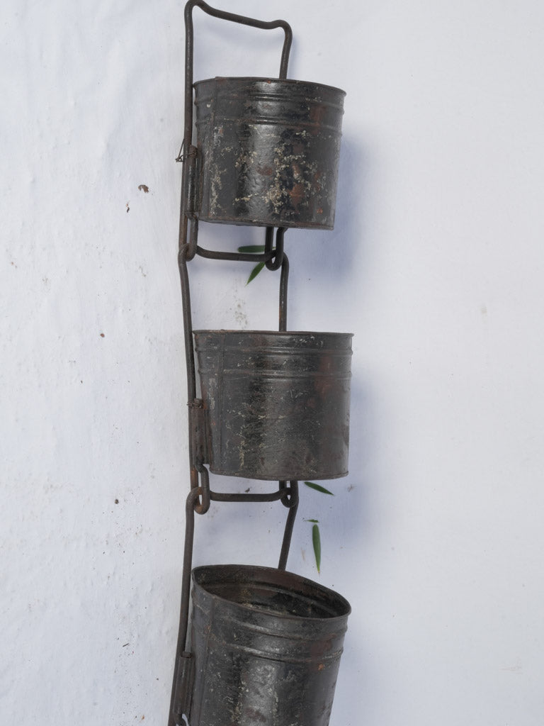 Rugged patina bucket rack