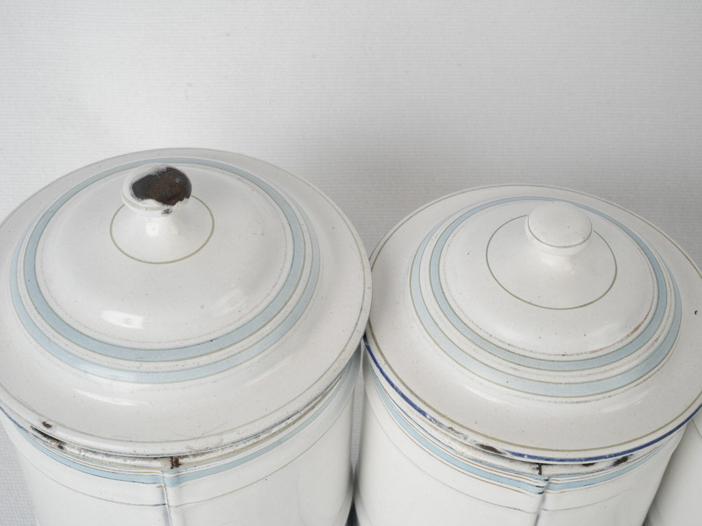 Vintage Blue & White Kitchen Canisters