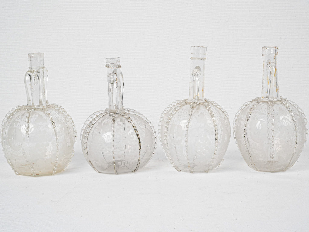 Weathered antique glass serving carafes