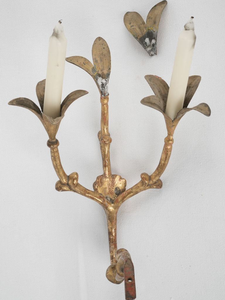 Lovely bent tole leaf sconces