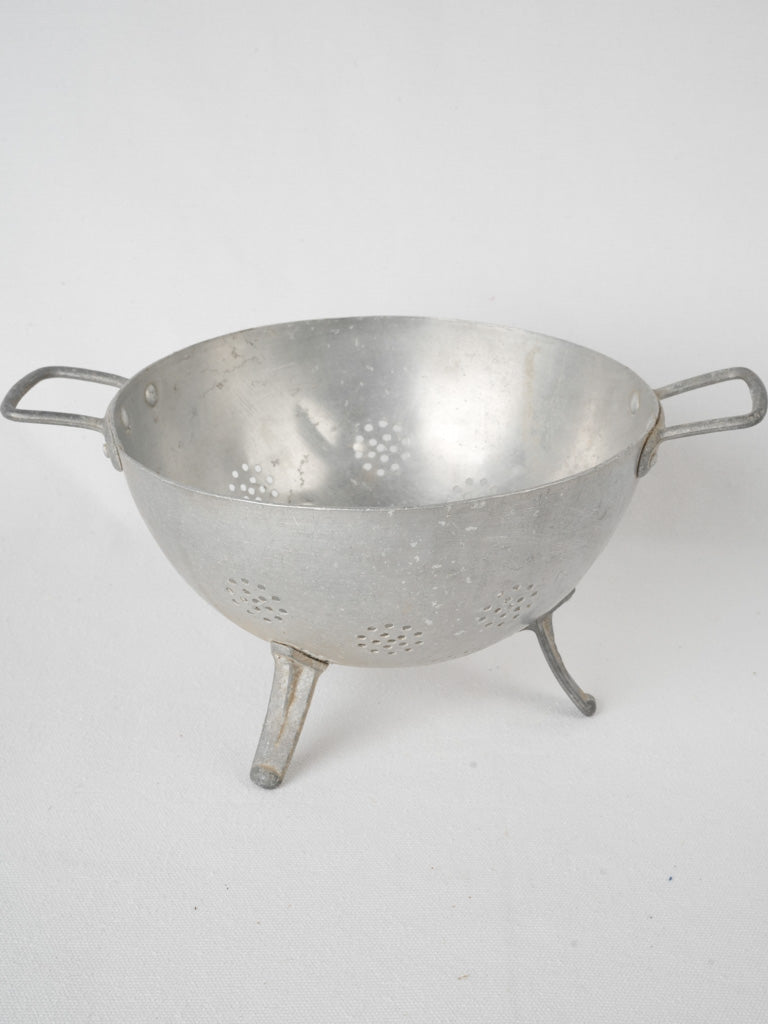 Authentic rustic aluminum cooking colander