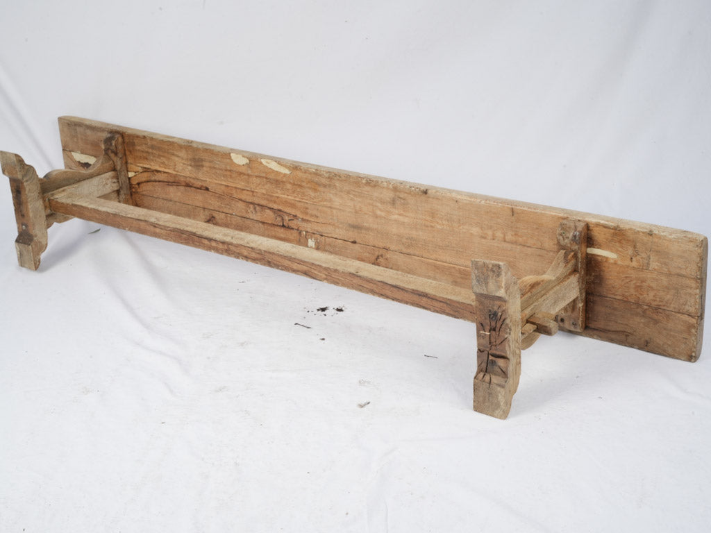 Solid oak trestle bench