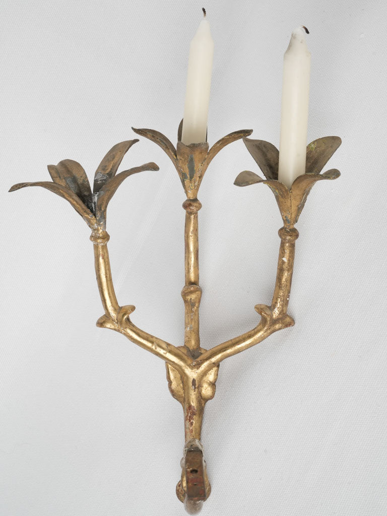 Delightful vintage gilded metal sconces