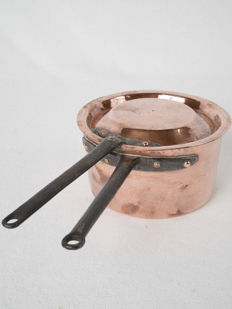 Antique French copper saucepan with lid