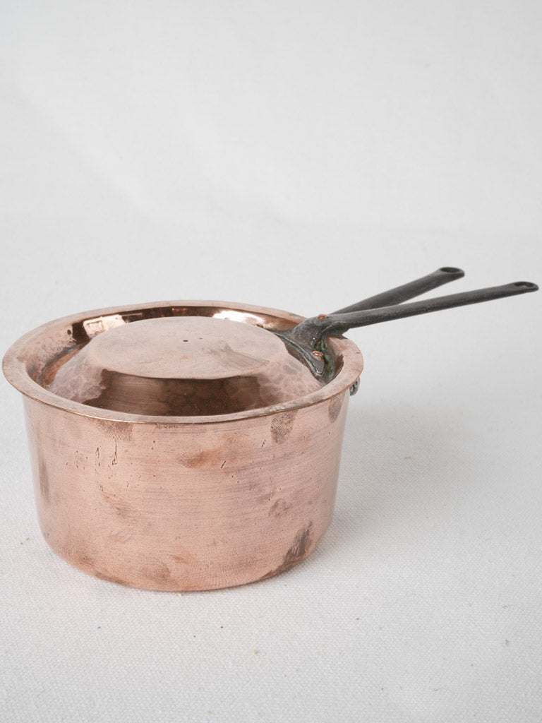 History-rich French copper saucepan with lid