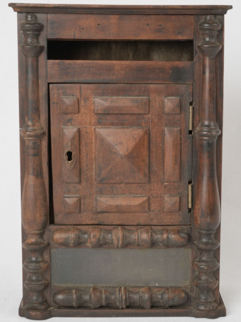 Aged French letterbox in walnut