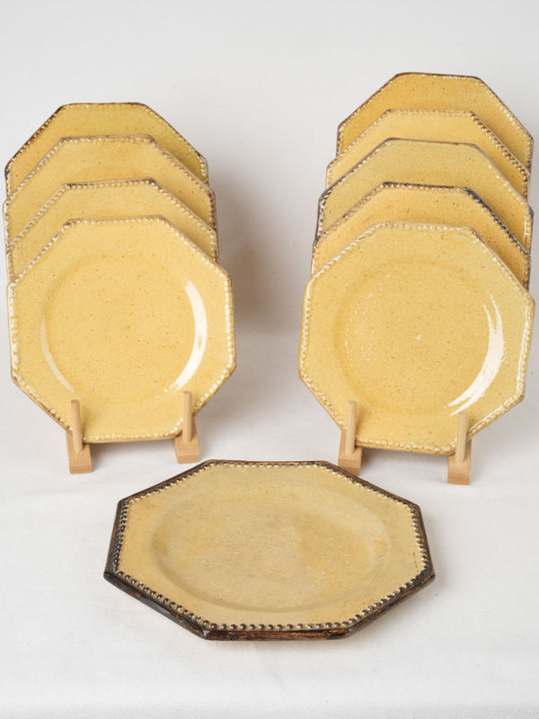 Antique Yellow Vallauris Ceramic Dessert Plates