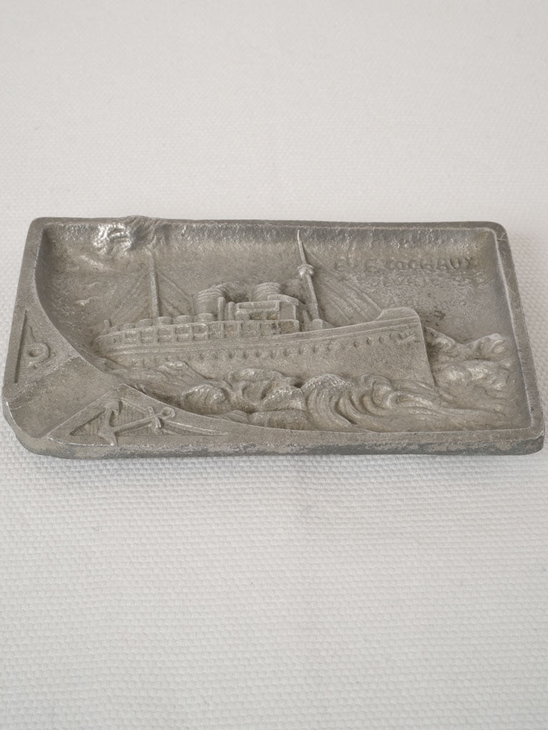 Antique steamship-designed collectible ashtray