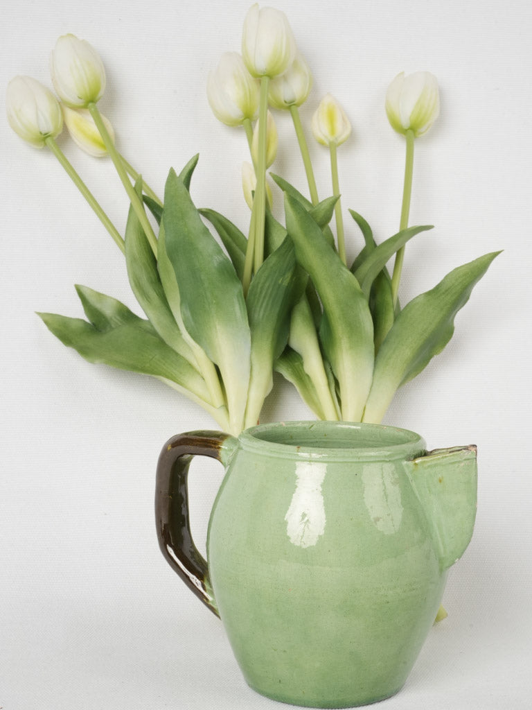 Vintage Green Dieulefit Ceramic Water Pitcher