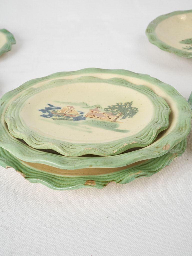 Elegant retro French pottery dinnerware set