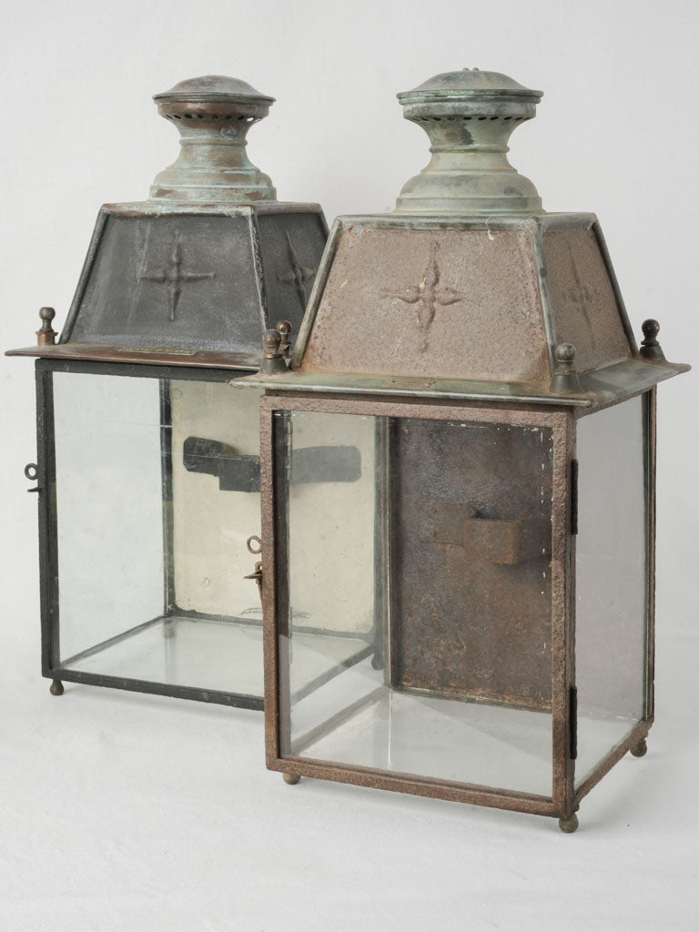 Aged patina historic French lanterns  