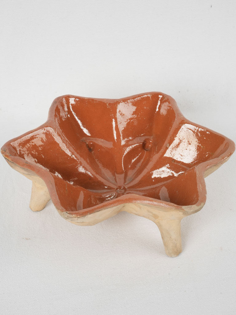 Vintage French ochre-glazed cake mold