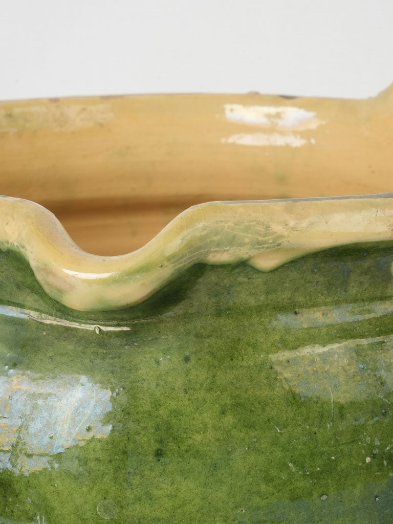 Charming green-glazed terracotta vessel