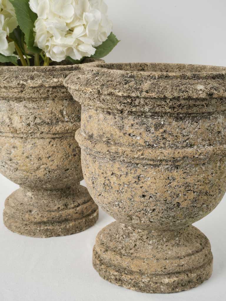 Classical garden-inspired limestone urns