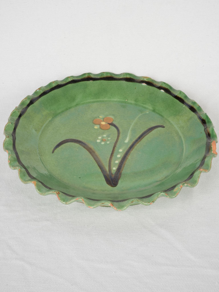 Rustic green-glazed decorative platter