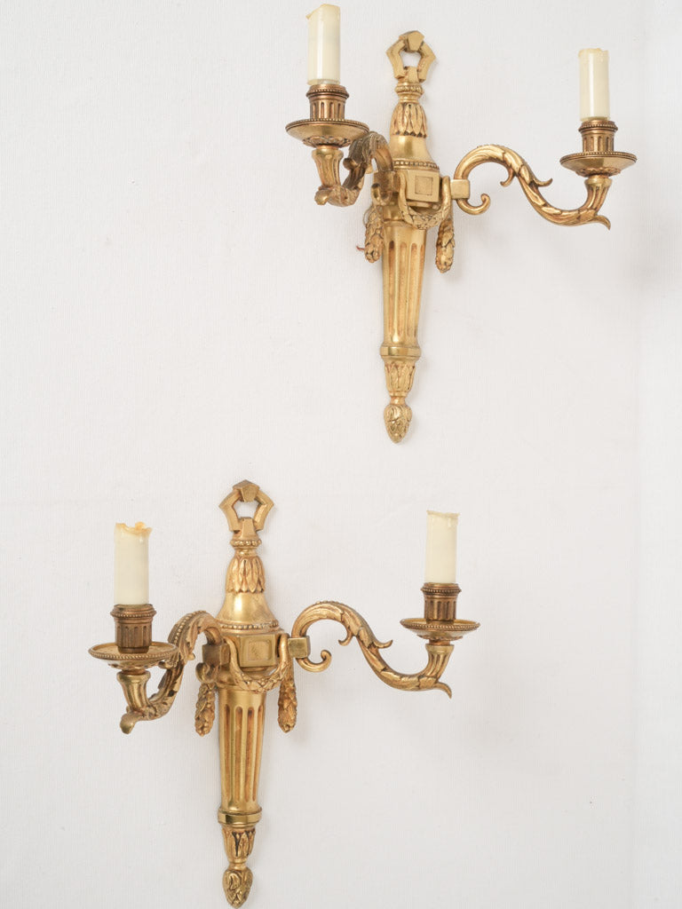 Exquisite antique gilded bronze sconces