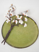 Vintage pea green terracotta cake platter