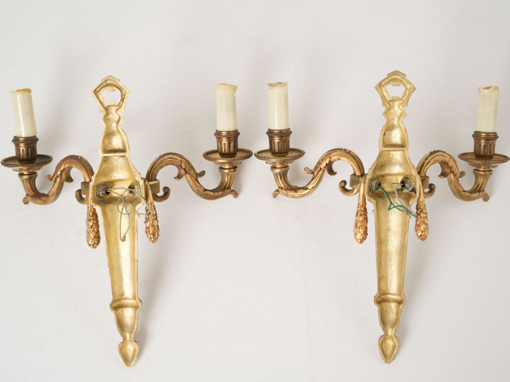 Fluted tapered bronze light sconces