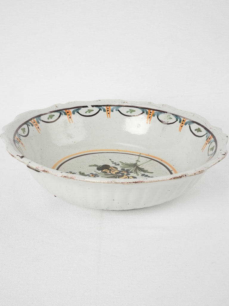 Antique Nevers large ceramic salad bowl