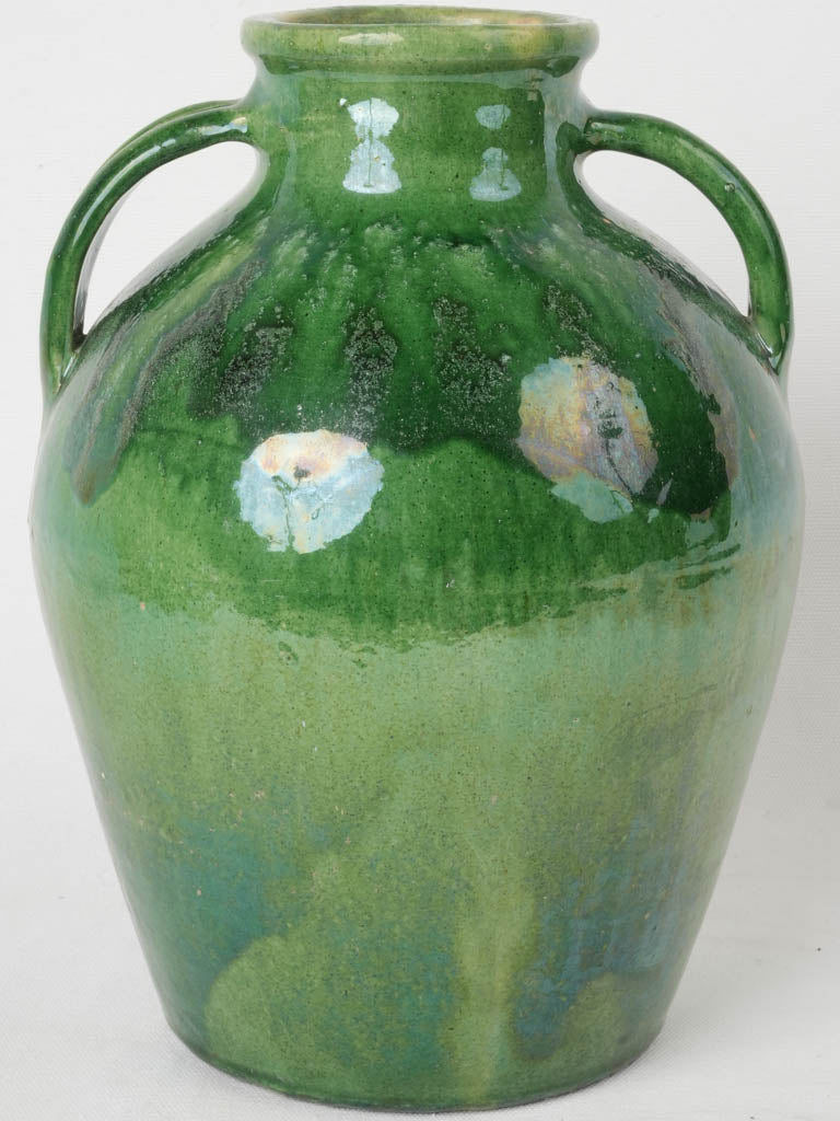 Glossy green traditional terracotta vase