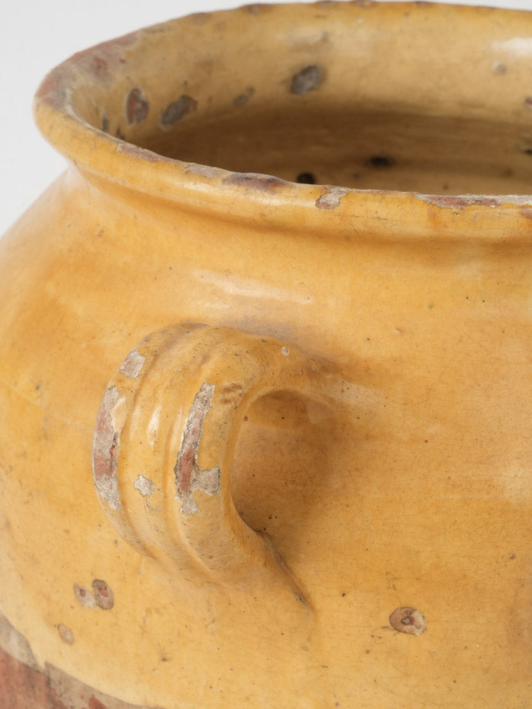 Vintage rustic ocher confit pot