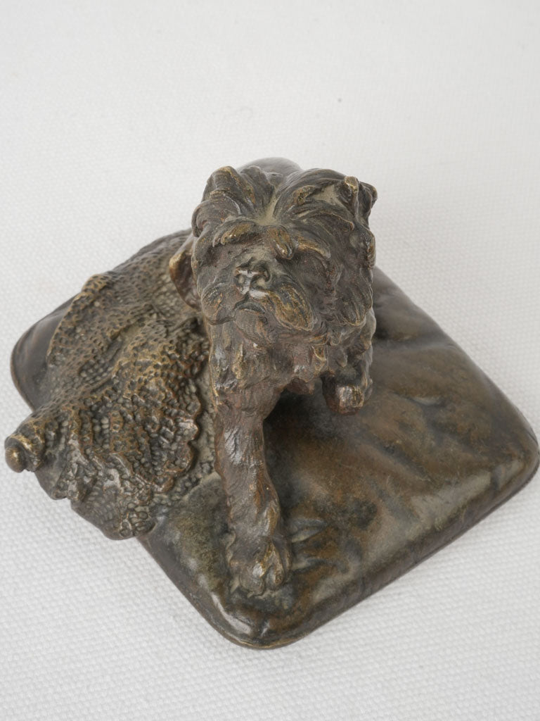 Naturalistic Lecourtier bronze dog sculpture  