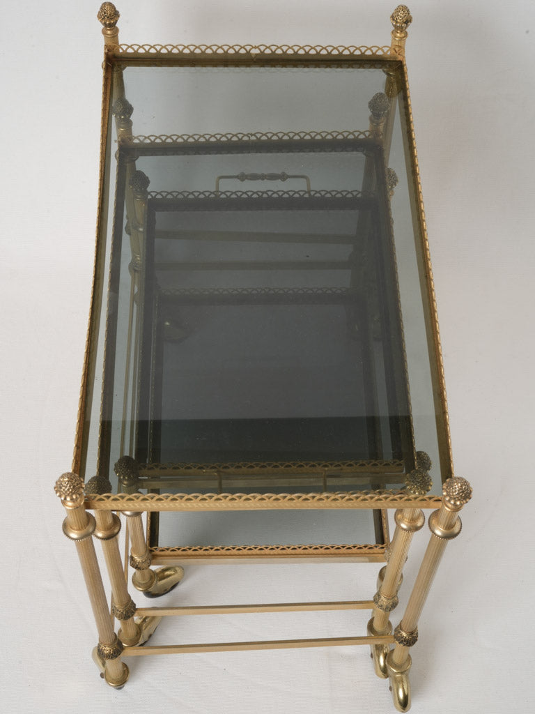 Decorative brass trio smoked tabletops