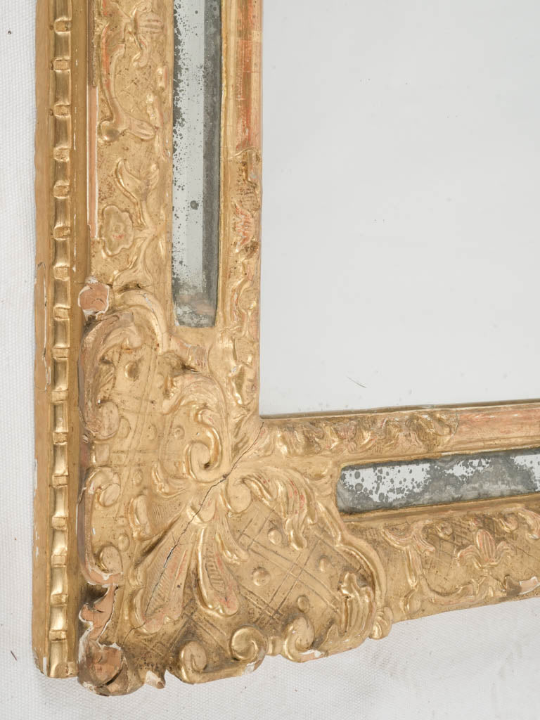 Aged Patina Giltwood Mirror  