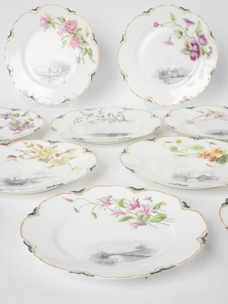 10 dessert plates w/ pretty flowers - Haviland Limoges 7"