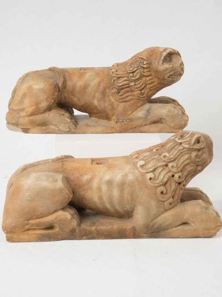 Naive artistic Venetian lion carvings