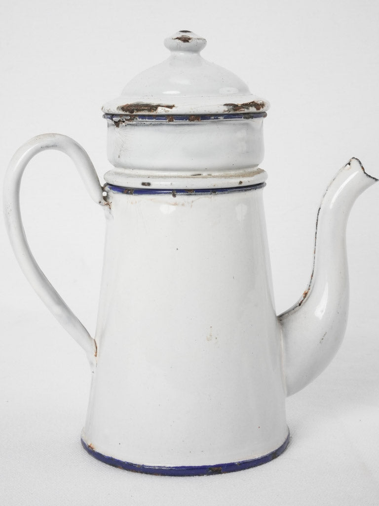 Small vintage French enamelware coffee pot 8"