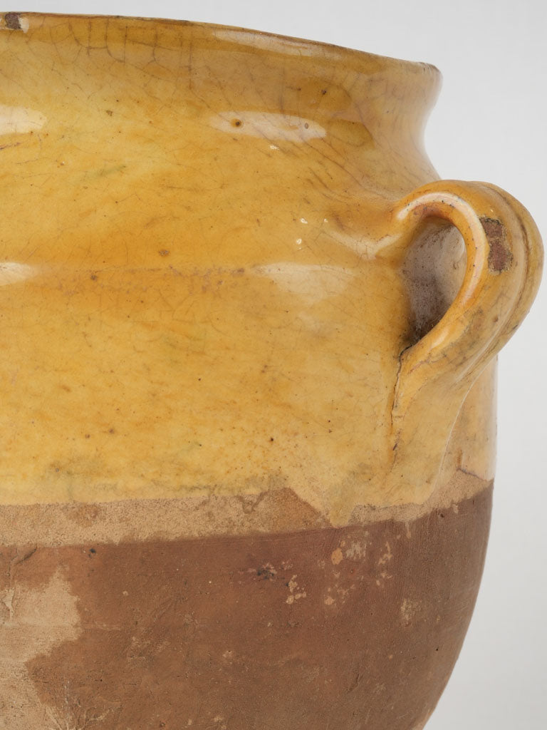 Charming, traditional, yellow-glazed French confit pot