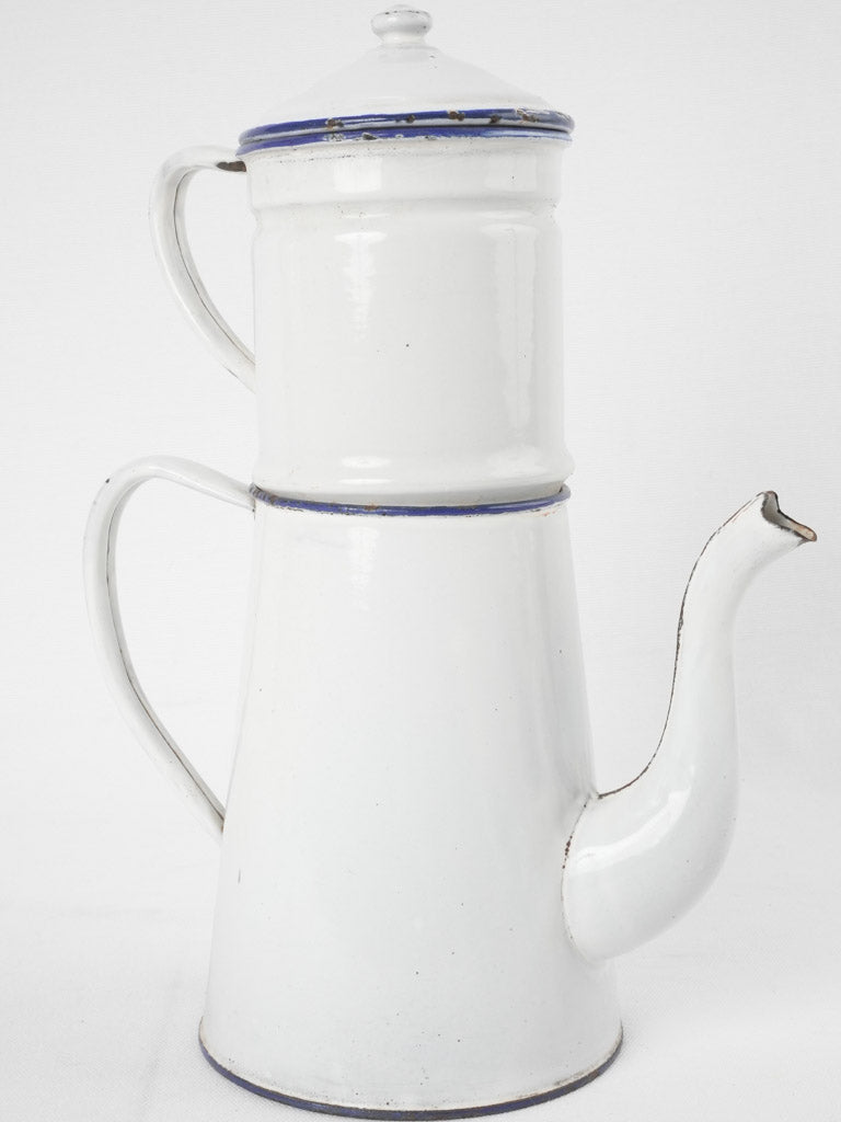 Antique French enamelware coffee pot