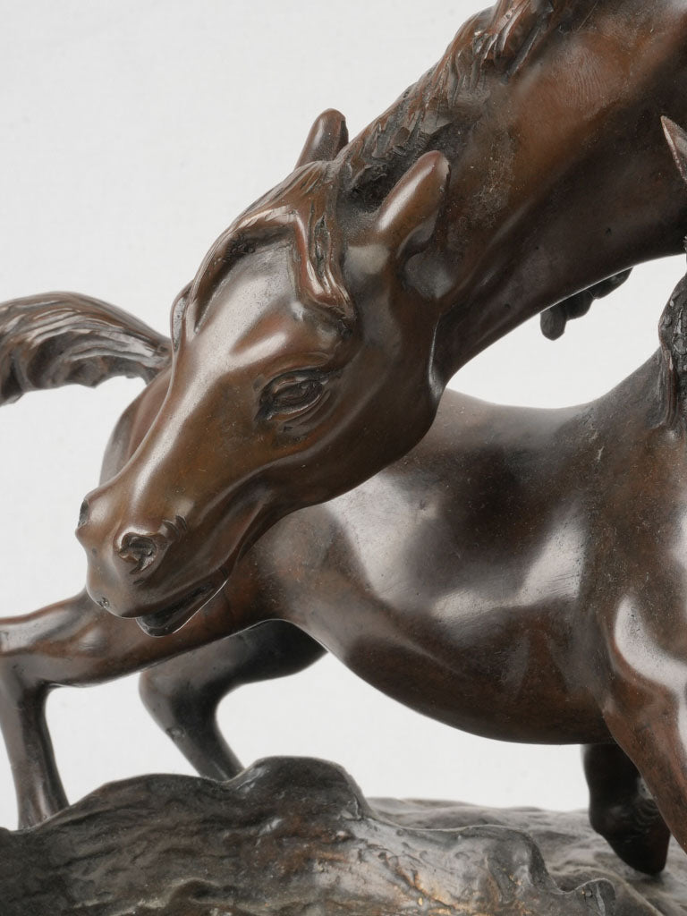 Elegant textured bronze horse statue