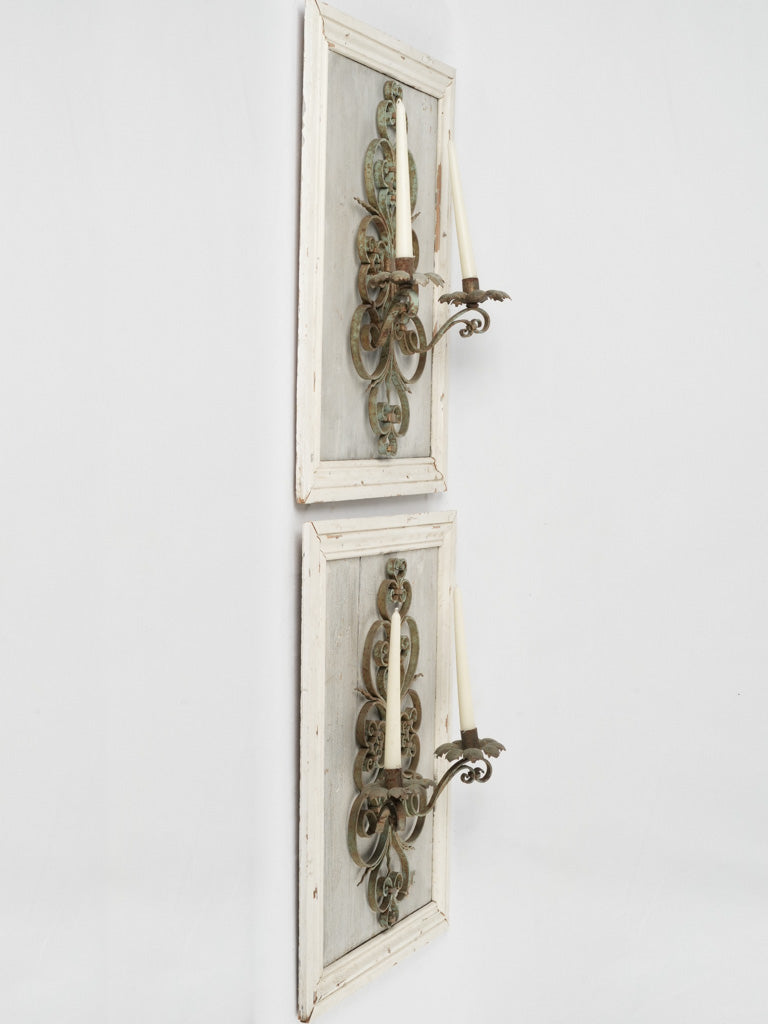 Elegant tole leaf accented sconces