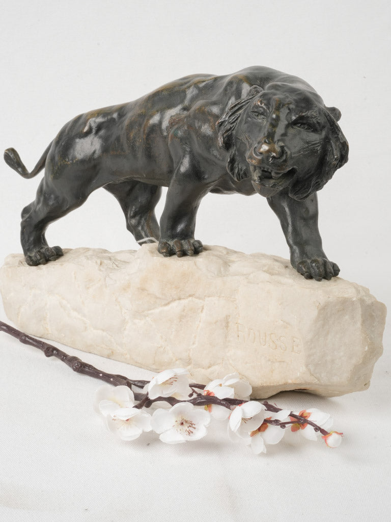 Elegant prowling tiger sculpture